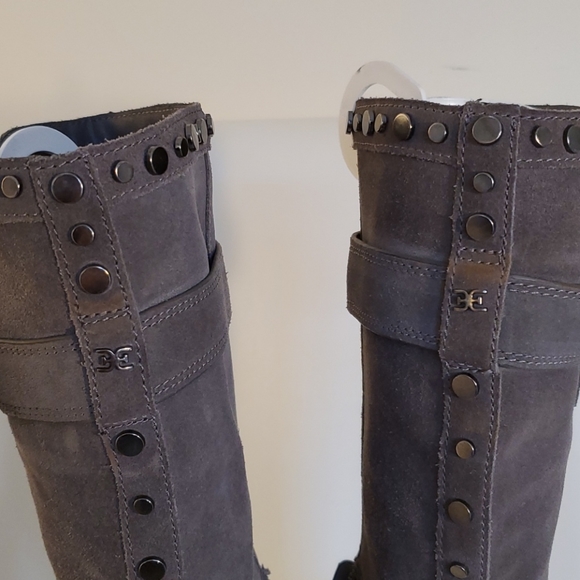 Sam Edelman Deyrn Stud Moto Gray Suede Boots - Picture 15 of 15